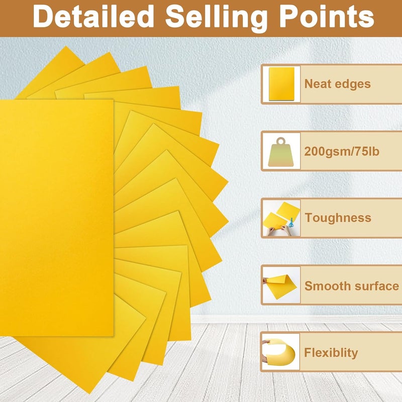 Silunkia 40 Sheets Yellow Cardstock 8.5 x 11 Crafts Paper, 200gsm/75lb Heavyweight Card Stock Printer Paper for DIY Cards Making, Certificates, Wedding Invitations, Menus, Birthday Decorations, School - Image 3